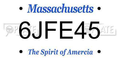 6JFE45 Massachusetts License Plate