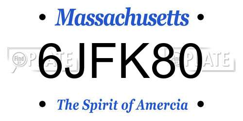 6JFK80 Massachusetts License Plate
