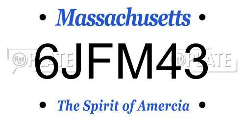 6JFM43 Massachusetts License Plate