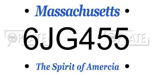 6JG455 Massachusetts License Plate