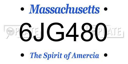 6JG480 Massachusetts License Plate