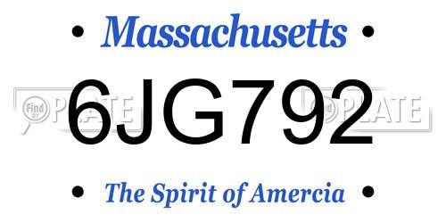 6JG792 Massachusetts License Plate