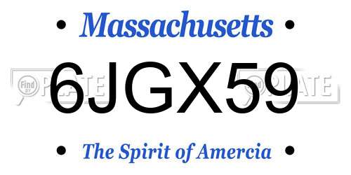 6JGX59 Massachusetts License Plate