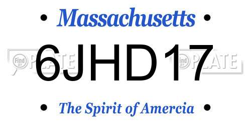 6JHD17 Massachusetts License Plate