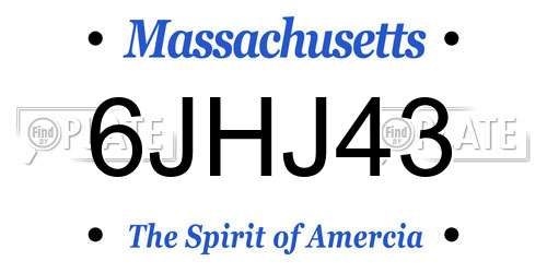 6JHJ43 Massachusetts License Plate