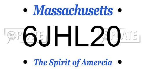 6JHL20 Massachusetts License Plate