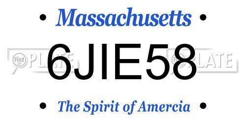 6JIE58 Massachusetts License Plate