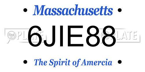 6JIE88 Massachusetts License Plate