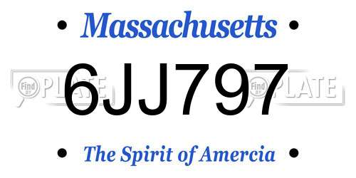 6JJ797 Massachusetts License Plate