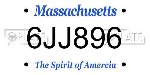 6JJ896 Massachusetts License Plate
