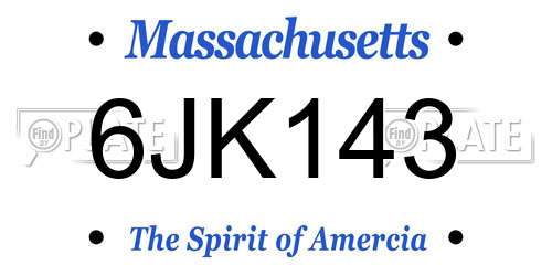 6JK143 Massachusetts License Plate