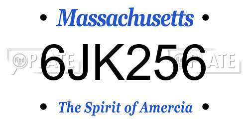 6JK256 Massachusetts License Plate