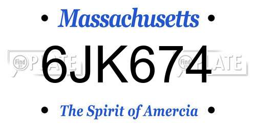 6JK674 Massachusetts License Plate