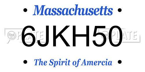 6JKH50 Massachusetts License Plate