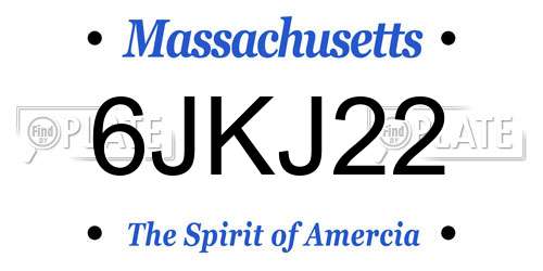 6JKJ22 Massachusetts License Plate