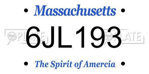 6JL193 Massachusetts License Plate
