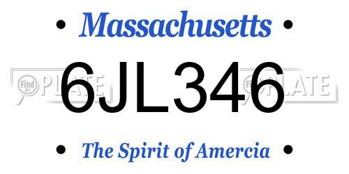 6JL346 Massachusetts License Plate