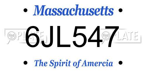 6JL547 Massachusetts License Plate