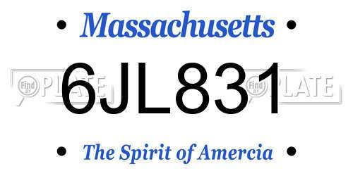 6JL831 Massachusetts License Plate