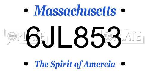 6JL853 Massachusetts License Plate
