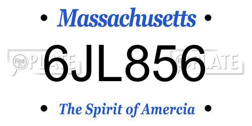 6JL856 Massachusetts License Plate