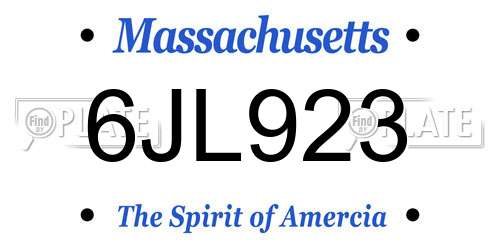 6JL923 Massachusetts License Plate