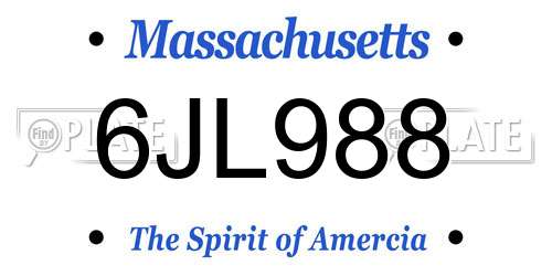 6JL988 Massachusetts License Plate