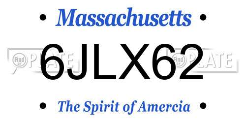 6JLX62 Massachusetts License Plate