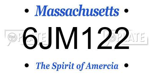 6JM122 Massachusetts License Plate