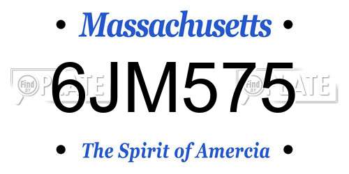 6JM575 Massachusetts License Plate