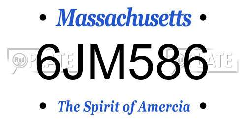 6JM586 Massachusetts License Plate