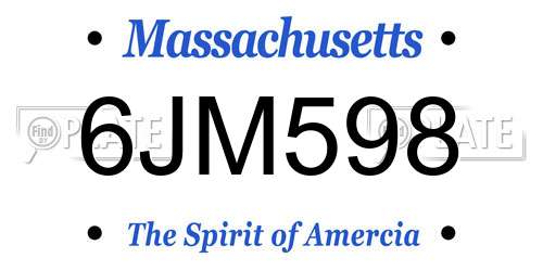 6JM598 Massachusetts License Plate