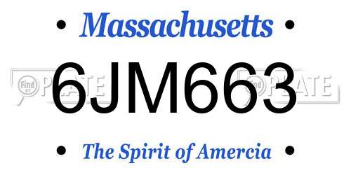 6JM663 Massachusetts License Plate