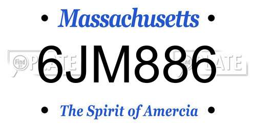 6JM886 Massachusetts License Plate