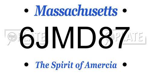 6JMD87 Massachusetts License Plate