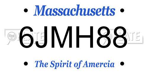 6JMH88 Massachusetts License Plate