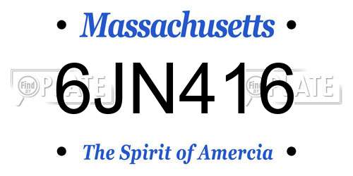 6JN416 Massachusetts License Plate