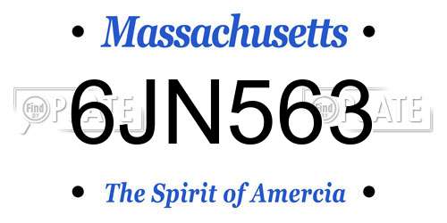 6JN563 Massachusetts License Plate