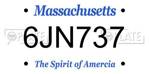 6JN737 Massachusetts License Plate