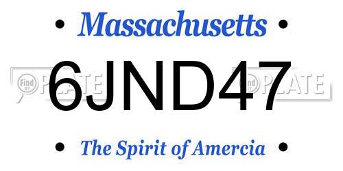 6JND47 Massachusetts License Plate