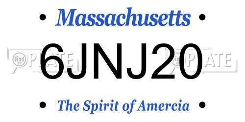 6JNJ20 Massachusetts License Plate