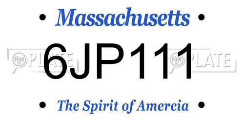 6JP111 Massachusetts License Plate
