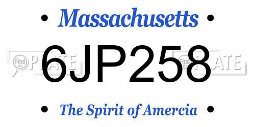 6JP258 Massachusetts License Plate
