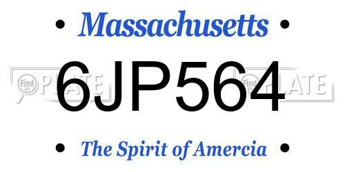 6JP564 Massachusetts License Plate