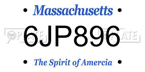 6JP896 Massachusetts License Plate