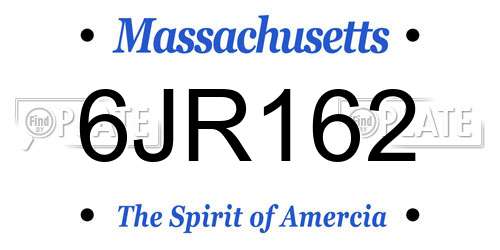 6JR162 Massachusetts License Plate