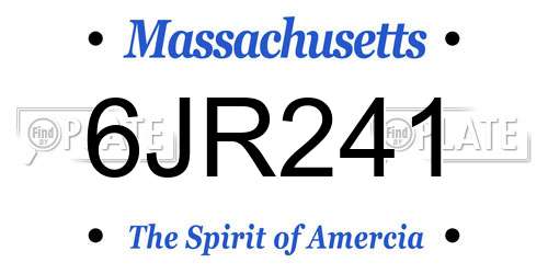 6JR241 Massachusetts License Plate