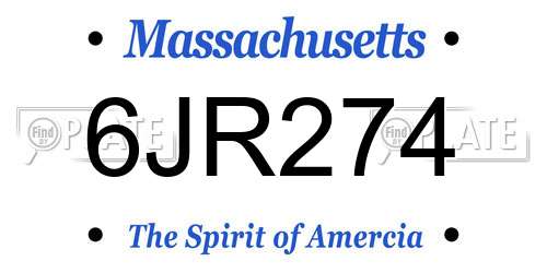 6JR274 Massachusetts License Plate