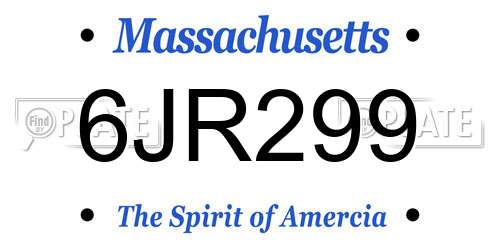 6JR299 Massachusetts License Plate