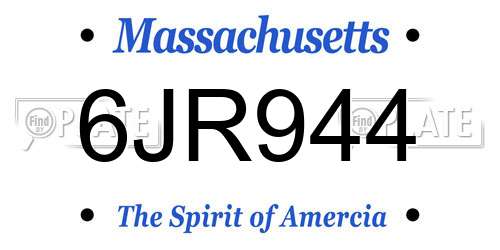 6JR944 Massachusetts License Plate